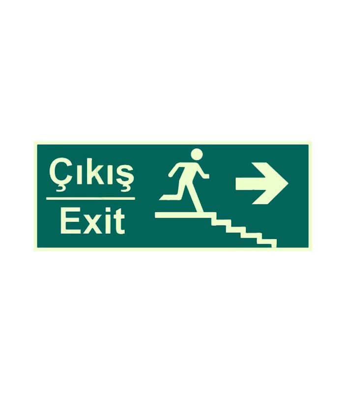 Çıkış Exit Levhası Fotolümenli Merdiven Sağ Ok kopya 5