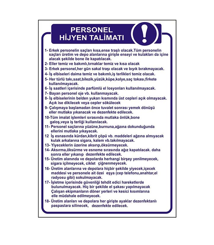 Personel Hijyen Talimatı Levhası kopya 6